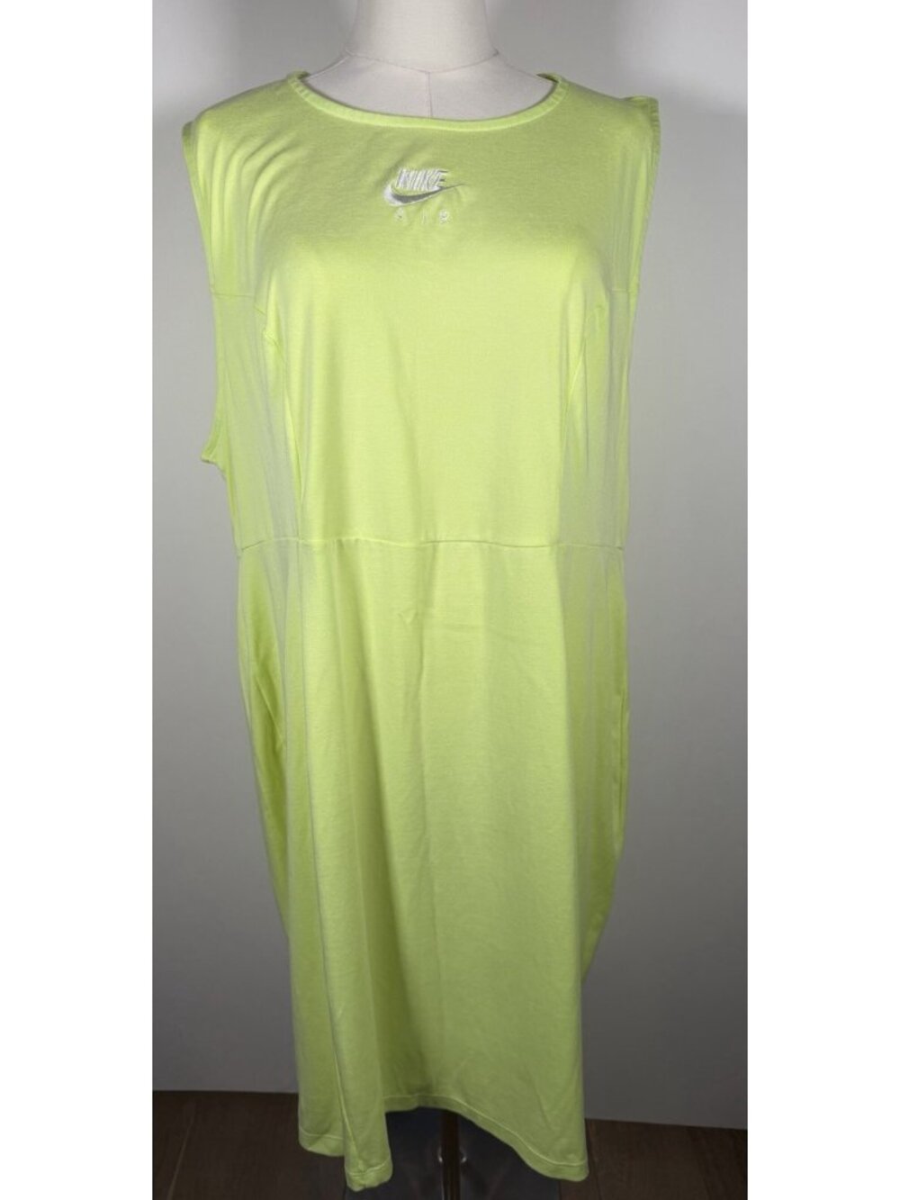 NIKE neon green embroidered swish spell-out sleeveless athletic dress 2X stretch